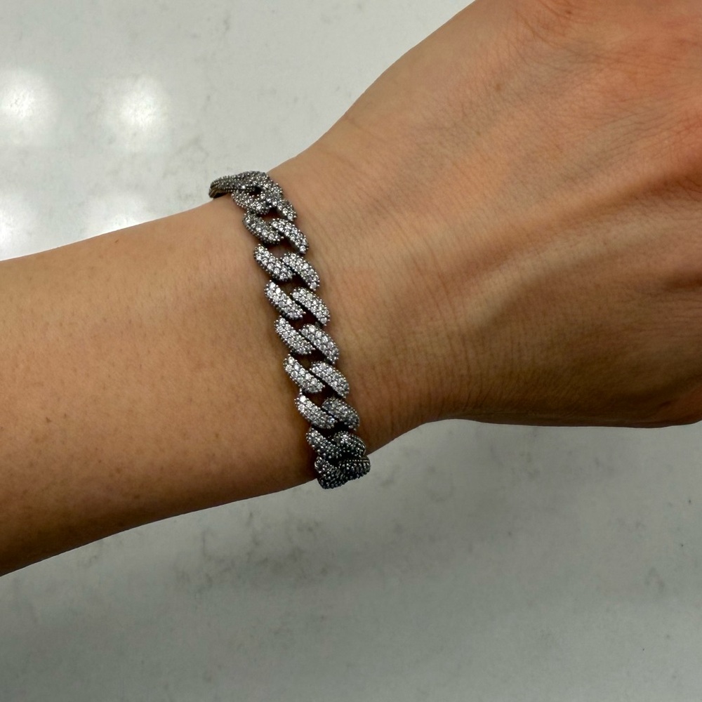 Cubic Zircon Faux Braided Diamond Bracelet
